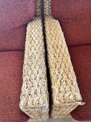 Sofá de mimbre 2 plazas rojo y beige