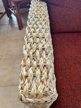 Sofá de mimbre 2 plazas rojo y beige