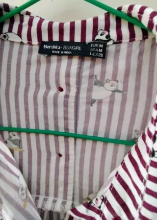 Camisa de rayas y pandas