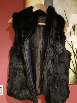 Chaleco pelo auténtico negro talla L