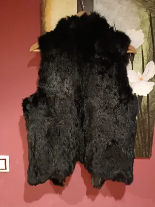 Chaleco pelo auténtico negro talla L