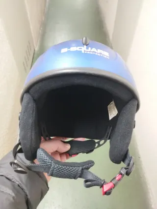 Casco de esquí azul con gafas, para niñ@ talla XS