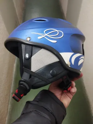 Casco de esquí azul con gafas, para niñ@ talla XS
