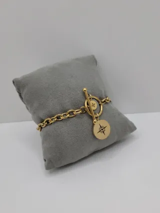 Pulsera acero quirúrgico chapado oro