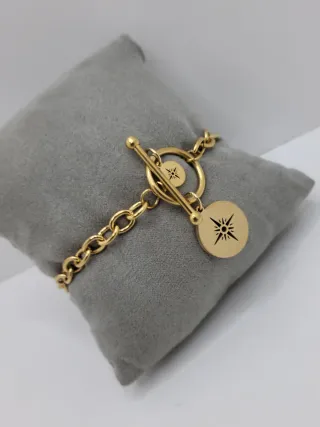 Pulsera acero quirúrgico chapado oro
