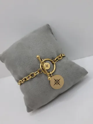 Pulsera acero quirúrgico chapado oro