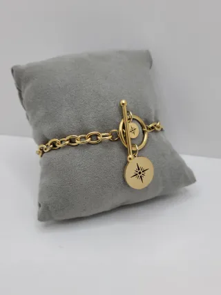 Pulsera acero quirúrgico chapado oro