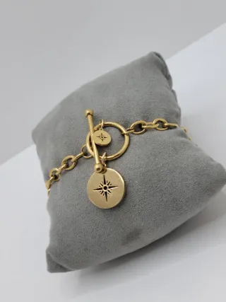 Pulsera acero quirúrgico chapado oro