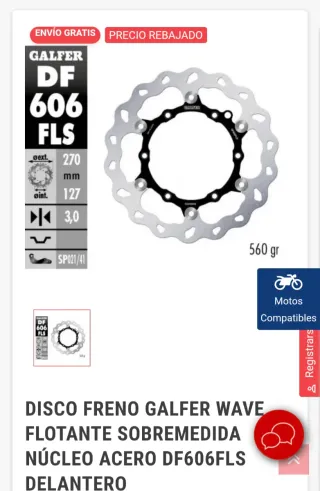 Disco Freno Galfer más soportes de pinza