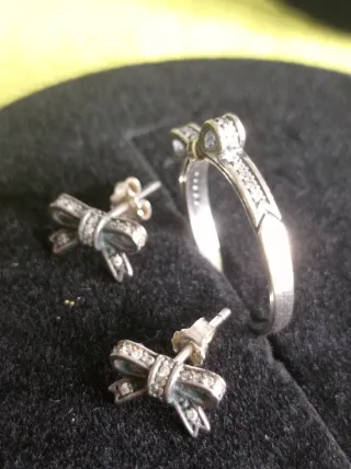 Conjunto Anillo y Pendientes Plata 925