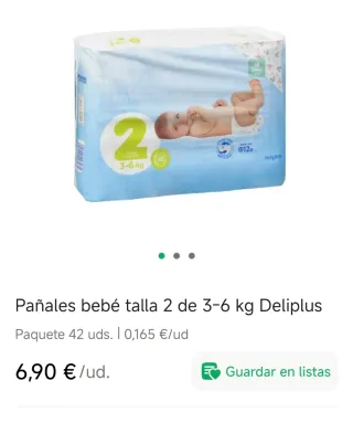 Pañales Bebé Talla 2 (3-6 kg) Deliplus