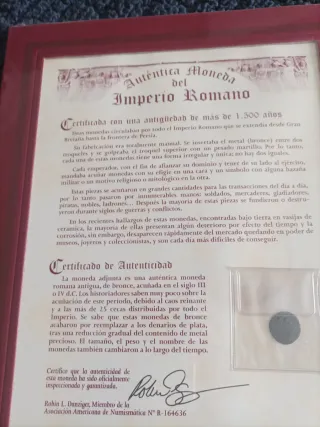 Moneda Imperio Romano Auténtica + Certificado
