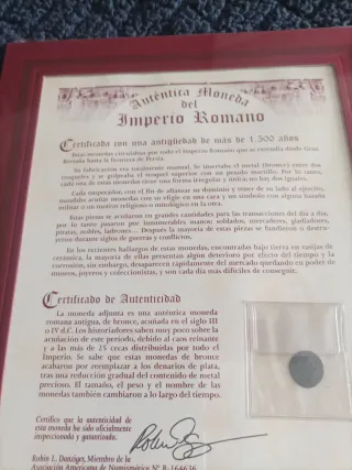 Moneda Imperio Romano Auténtica + Certificado