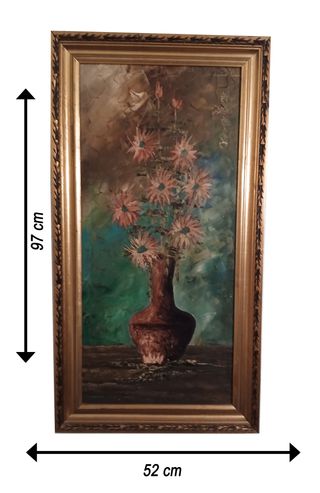 Pintura al óleo de flores en jarrón