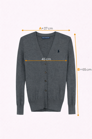 Cardigan Ralph Lauren Sport Lana Merino Grigio M
