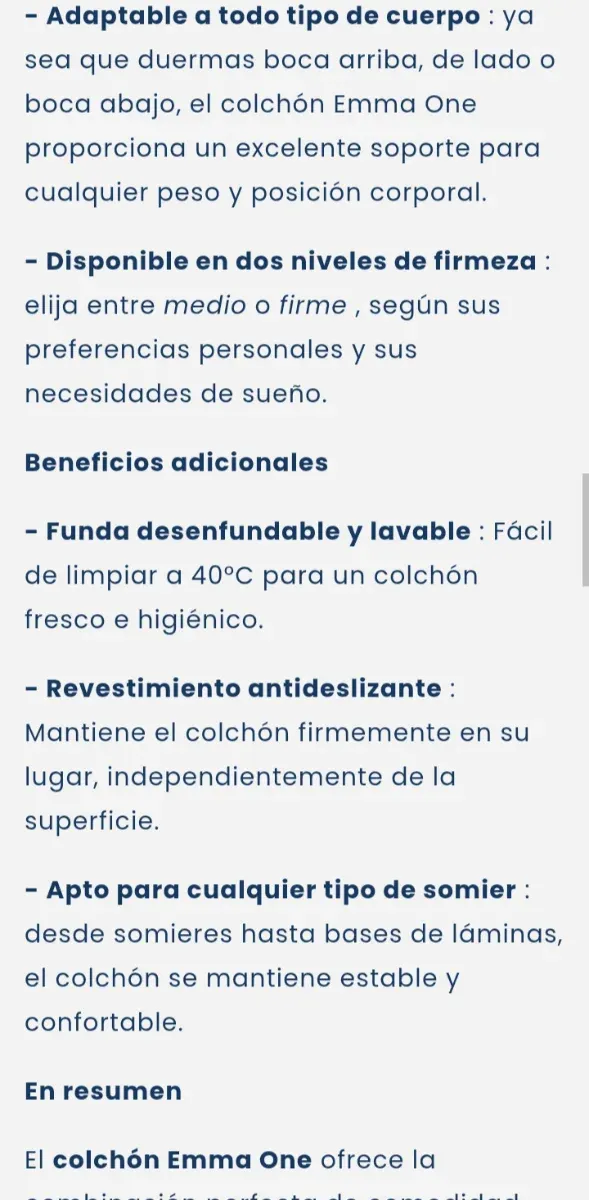 180x200 EMMA ONE COLCHON NUEVO