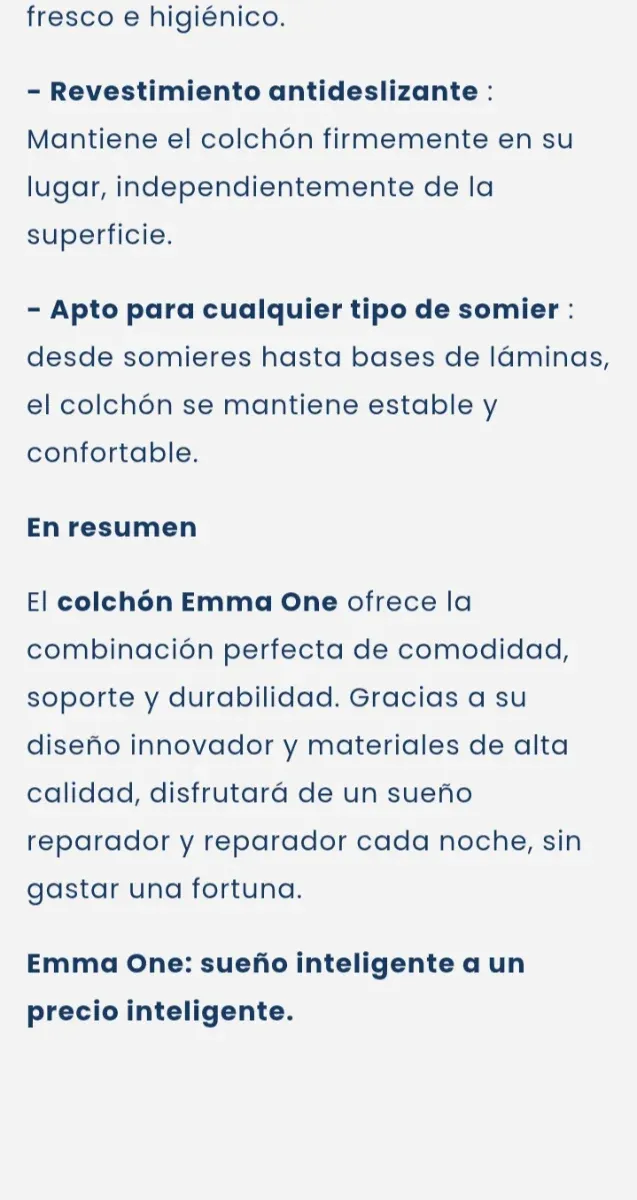 180x200 EMMA ONE COLCHON NUEVO