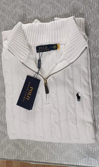 Jersey Polo Ralph Lauren M Blanco Cable Knit