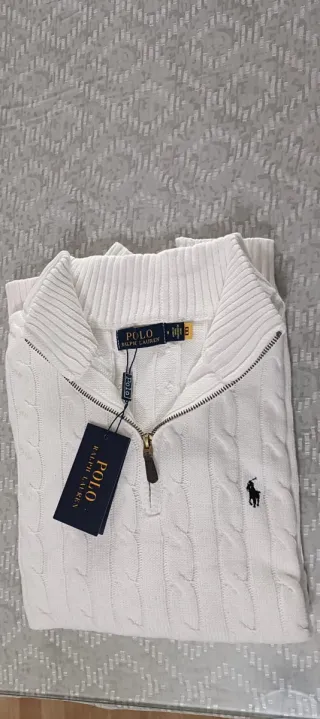 Jersey Polo Ralph Lauren M Blanco Cable Knit