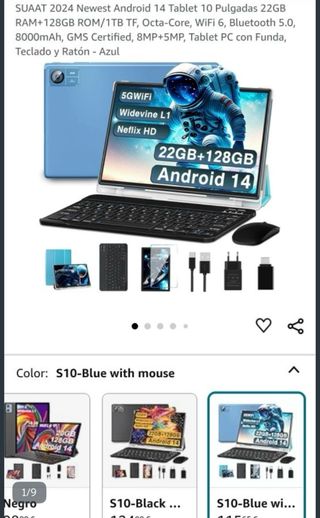 Tablet SUAAT 10 Android 14 Azul