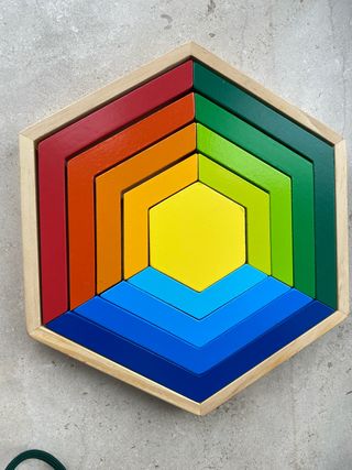 Puzzle Hexagonal Madera Colores