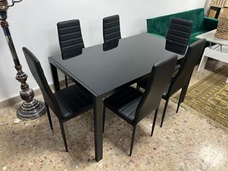 Nueva mesa cristal templado resistente +6 sillas