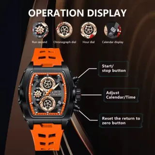 Reloj LIGE Hombre Negro Naranja