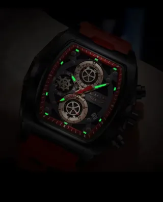 Reloj LIGE Hombre Negro Naranja