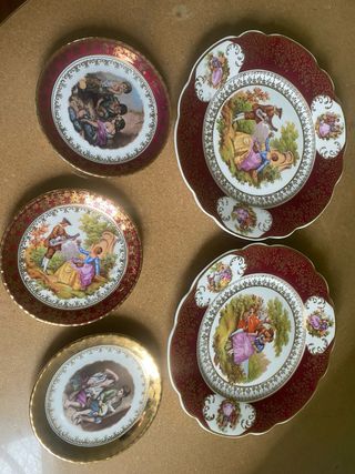 Juego de 5 Platos Decorativos Porcelana