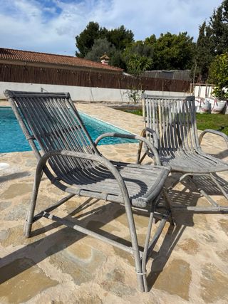 2 Sillas de Bambú/Ratán para Exterior