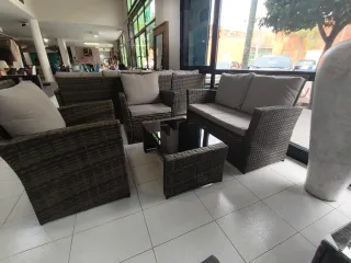 Conjunto Muebles Exterior Ratán y Cristal