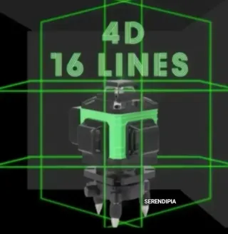 NIVEL LÁSER 4D 16 LÍNEAS CON 2 BATERÍAS Y TRÍPODE.