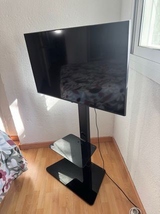 Soporte TV con 2 baldas negro