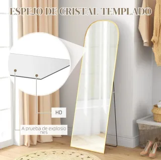 Espejo de cuerpo entero dorado