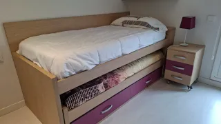 Cama-nido juvenil de madera y accesorios