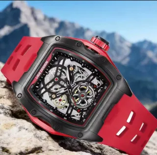 Reloj Lige Design Automático Negro/Rojo