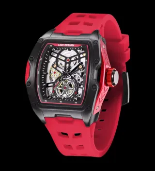 Reloj Lige Design Automático Negro/Rojo