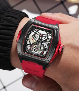 Reloj Lige Design Automático Negro/Rojo