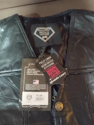 Chaleco de cuero Buffalo Negro