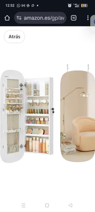 Armario Joyero SONGMICS con Espejo LED