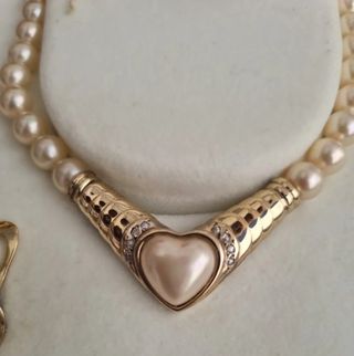 Collar y Pendientes Majorica PLATA y ORO Perlas