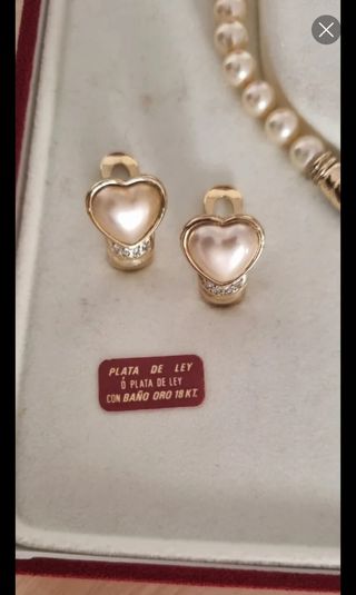 Collar y Pendientes Majorica PLATA y ORO Perlas