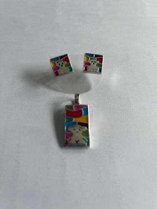 Conjunto Tous Pendientes y Colgante Mosaico
