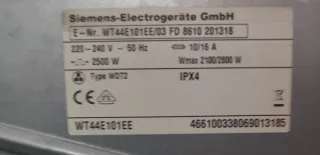 Secadora Siemens E44-10 7kg Clase B de condensació