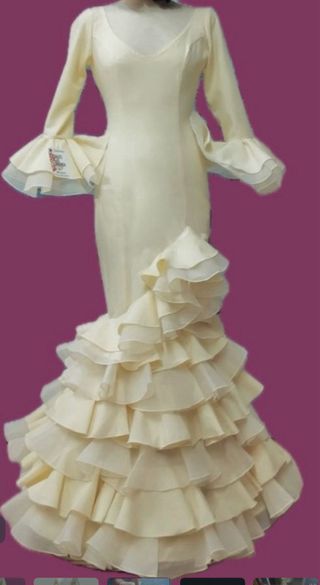 Traje Flamenca Beige Crudo