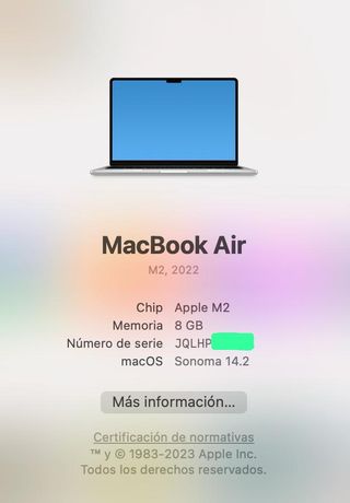 MacBook Air M2 2022 8GB Plata