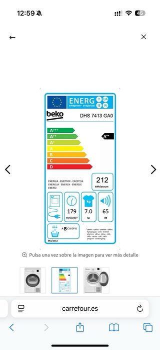 Secadora Beko 7kg Bomba Calor A++ con factura