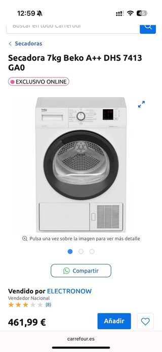 Secadora Beko 7kg Bomba Calor A++ con factura