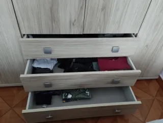 Conjunto Armario, Cabecero 1,05m y Mesita