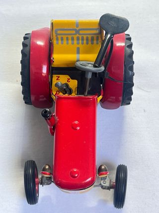 Tractor de Juguete Metálico Rojo y Amarillo